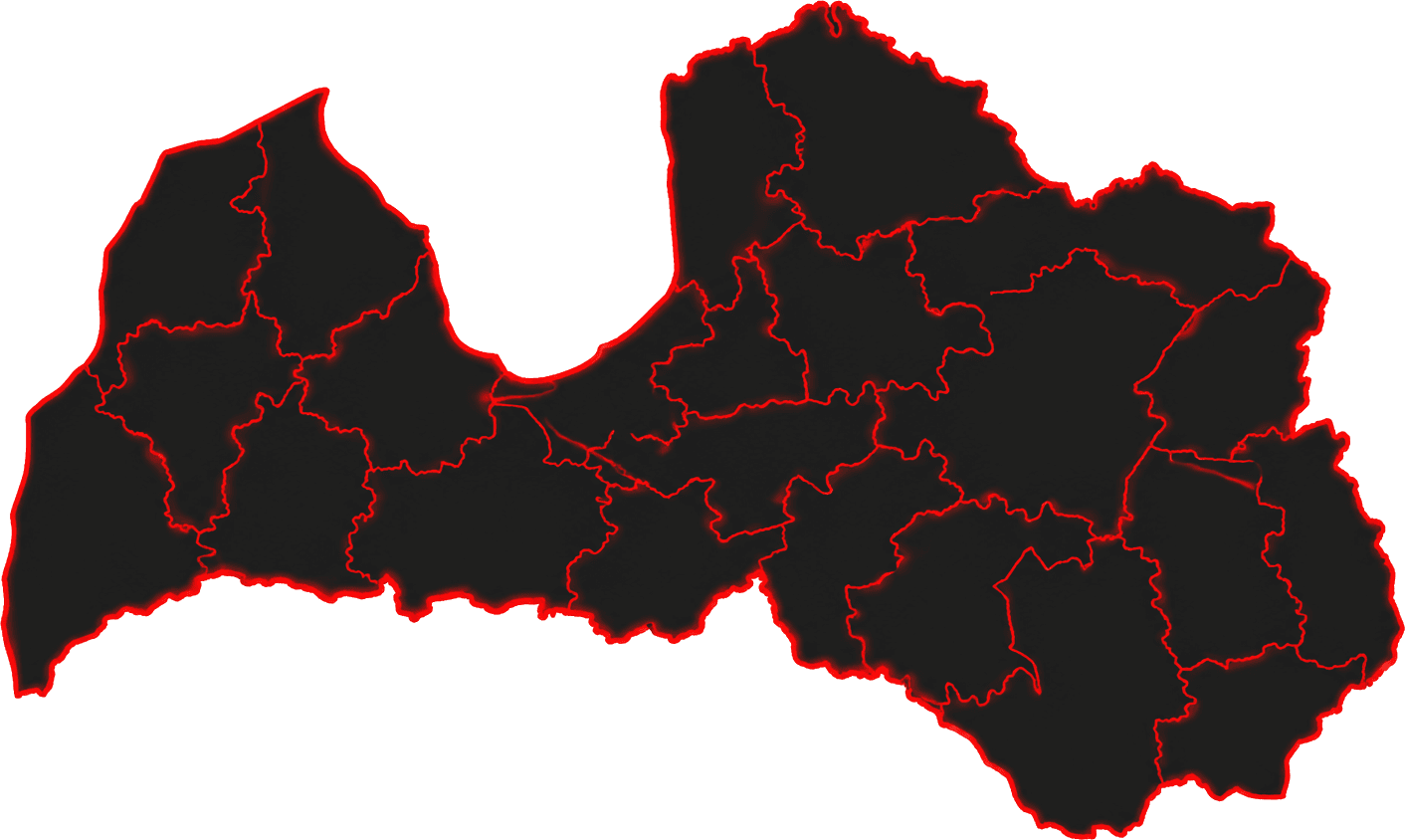 Latvijas karte ar novadu robežām